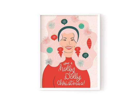 Holly Dolly Christmas - Digital Illustration Giclée Print